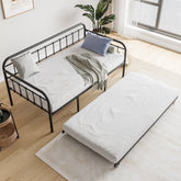 Twin Daybed Frame with Trundle, Heavy Duty Steel, Black
